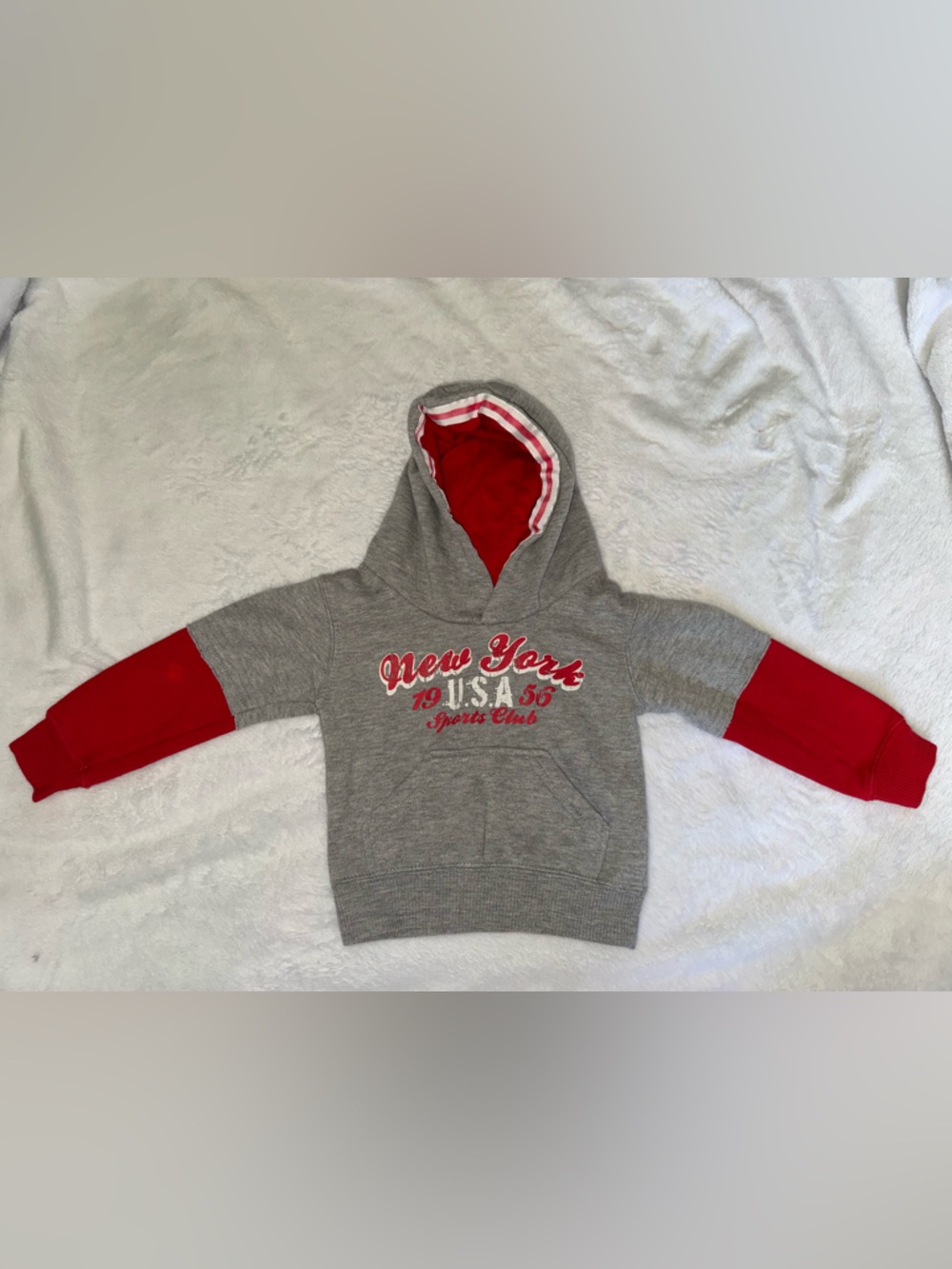 Earlydays Gray & Red Hooded Sweatshirt